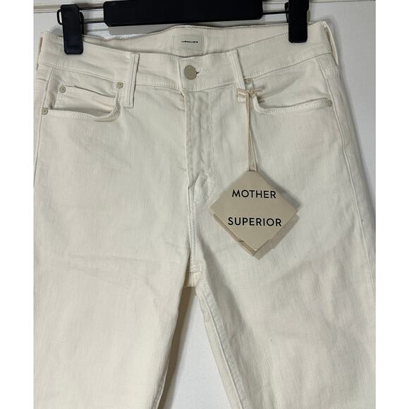 Mother The Mid Rise Dazzler Crop Fray Jean Cream Puffs Size 28 6 US NWOT Raw Hem - Picture 3 of 15